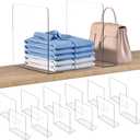 OKPOW Shelf Dividers Closet Organizer - 12" Tall X 11.8" Deep Acrylic Clear Sturdy Separate for Clothes Purse - Adjustable Space Saver Easy Install for Home Organization Enthusiasts 12 Pack