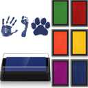 Outus 6 Pieces Small Reusable Ink Pad for Baby Footprint Handprint Paw Print, Non-toxic Ink Pad, Feet and Hands Stamp for Boys and Girls Christmas New Year, 6 Colors(Bright Color)
