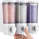 Shampoo and Conditioner Dispenser No Drill Shower Soap Dispenser Wall Mounted Shower Dispenser 3 Chamber with Upgrade Smooth Pump Head Bathroom Body Wash Soap Dispenser Set 450ml*3 White