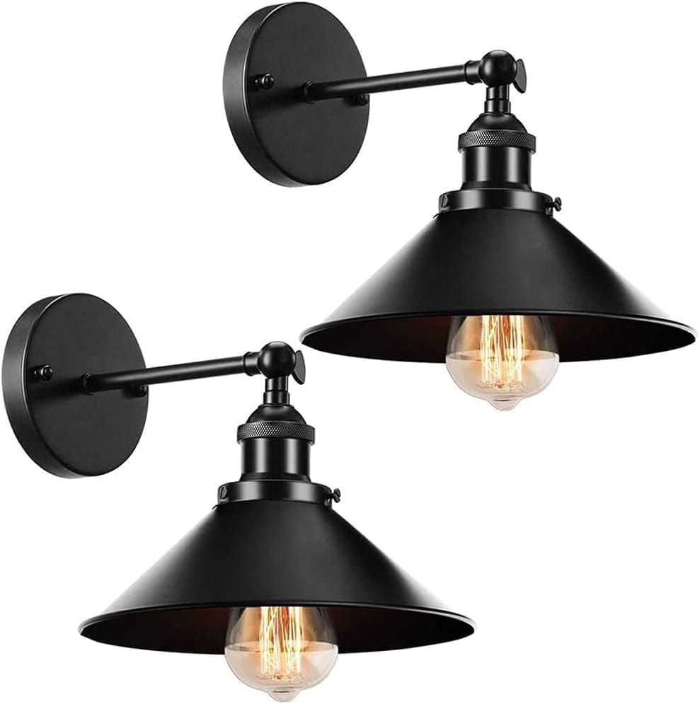 BRIGHTESS Industrial Vintage Wall Sconces Lighting Set of Two for Bedroom Kitchen Bathroom, 240 Degree Adjustable Rustic Antique Gooseneck Wall Lamp Fixture (HARDWIRE X 2 Packs)