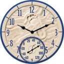 Taylor By The Sea Poly Resin Indoor and Outdoor Clock and Thermometer, Decorative and Easy to Read Large Numbers for Kitchen, Bathroom, Living Room and Indoor Areas, 14-inch, Multi-Color