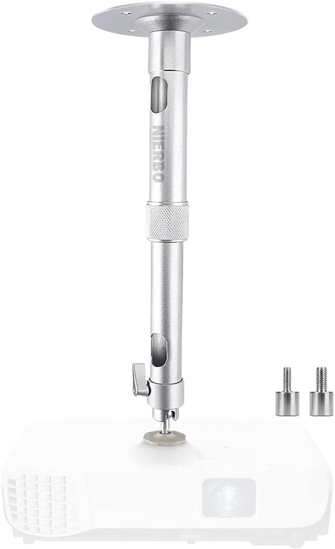 NIERBO Universal Projector Wall Ceiling Mount Hanger 360 Rotatable Head with Extendable Length 11.8 Inch to 19.7 Inch Mounting Bracket