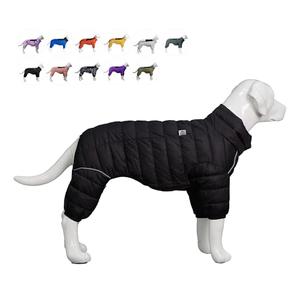 Dog Warm Jacket, 4 Legs Covered Waterproof Windproof Reflective Warm Dog Vest, Zippered Adjustable Snow Jacket for  XL Dogs, Black