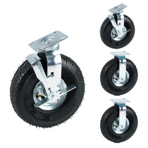 10 Inch Casters Wheels Set of 4 Heavy Duty, 1300 lbs Load Capacity Industrial Casters with 2 Brake, Locking Swivel Plate Caster for Workbench, Cart, Trolley, Wagon, Shelves