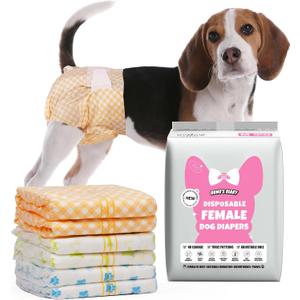 Dono Dog and Cat Diapers Female-60PCS, Disposable Female Dog Period Diaper for Heat with Wetness Indicator, Super Absorbent Doggie Puppy Diapers Female for XXS,Small Medium Large Dogs