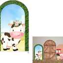 Farm Theme Arched Backdrop Cover Cute Cows Farm Parties Chiara Backdrops for Birthday Decorations Arched Wall Covers Stands Display Props Double-Sided GX-226-3x6.5ft (Width=3ft(35inch),Height=6.5ft(78inch))