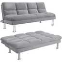 Futon Sofa Bed, Modern Sleeper Sofa Bed with Reversible Backrest, Convertible Couch Bed Sleeper for Home, Office, Apartment, Gray