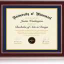 16x20 Diploma Frames 14x17 with Blue Mat - Cherry Red Wood Finish | Shatter-Resistant Glass | for Wall Mounting | Gift for Graduations & Professional Certificate (1 Pack)