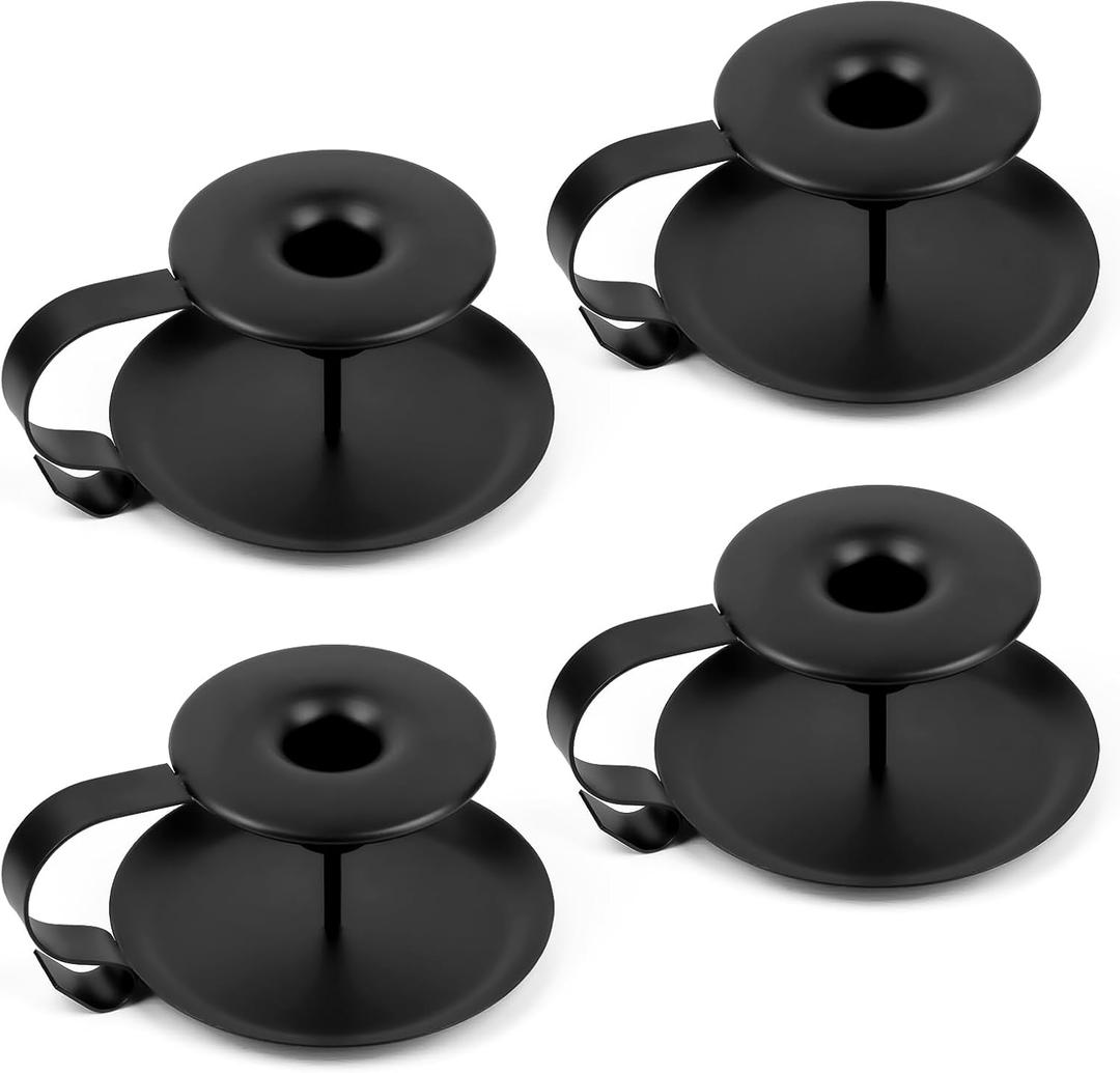 Candle Holders, Taper Candlesticks Holder Black with Handle, 4 Pack Iron Candle Sticks for Wedding Home Vintage Table Centerpiece