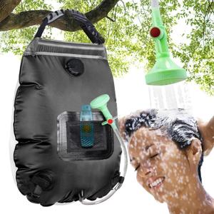 Solar Shower Bag | 5 Gal/20L Solar Heating Camping Shower Bag | Removable Hose | On-Off Switchable Shower Head | Ducha Portatil | Traveling Shower | Portable Shower for Beach Swimming, Hiking (Black)