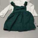 Toddler Baby Girl Outfits Long Sleeve Ribbed T-Shirt Bow Overall Dresses Suspender Skirt Set Fall Winter Clothes (12-18 Months, Green)