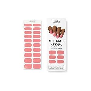 MOYOU LONDON Semi Cured Gel Nail Strips - 20 Pcs. Waterproof Gel Nail Wraps, Cures in Sunlight or UV/LED Lamp, Lasts Up to 2+ Weeks, Stretchable, Easy to Apply & Remove, Vegan & Cruelty-Free, Pink