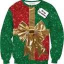 Mainfini Unisex Christmas Sweatshirts 3D Funny Classic Graphic Adult Xmas Pullover (S-3XL) (Green - Christmas Gift)