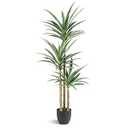 Waoops Artificial Tree 5.3Ft Faux Agave Plant with 3 Heads in Plastic Pot Fake Tree for Home Decor Indoor or Outdoor Office Decoration Housewarming Gift