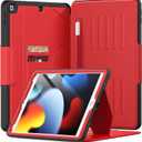 Case for iPad 9th/8th/7th Generation Case 10.2 inch 2021/2020/2019, PU Leather Strong Magnetic Cover with Multi-Angle Magnetic Stand, Pencil Holder, Card Slots, Auto Sleep/Wake, Red