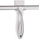 All-Purpose Stainless Steel Shower Squeegee for Glass Doors with Adhesive Hooks, Squeegee for Shower Glass, Bathroom Household Cleaner Tool for Window Mirror Tile Wall Car, 10 Inch Silver
