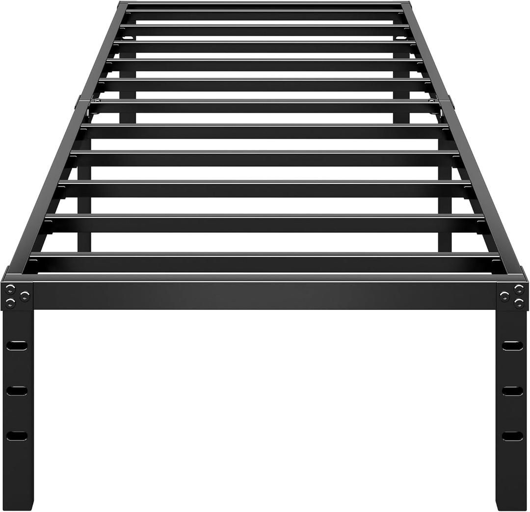 HLIPHA Metal Platform Bed Frame 12 Inch Tall,No Box Spring Needed,Twin Size Bed with Heavy Duty Strong Support Slats,Easy to Assemble,Black