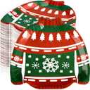 Suttmin 100 Pcs Christmas Paper Plates 9.7" disposable Xmas Dinner Dessert Paper Plates for Christmas Holiday Birthday Winter Party Table Supplies (Sweater)