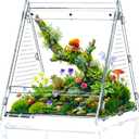 Triangular Jumping Spider Enclosure, Acrylic Terrarium with Magnetic Doors, 0.8mm Micro-Ventilation& Escape-Proof Design for Tarantulas, Lizards, Small Pets, 6.5"x7.3"x7."