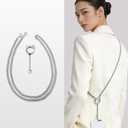 Magnetic Lock Quick Release Phone Strap Crossbody Chain with Anti-Slip Ring Holder Detachable Phone Lanyard for iPhone Samsung Anti-Drop Anti-Loss Strap with Steel Clip Durable Neck Cross Body Silver