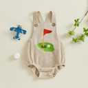 Newborn Infant Baby Boy Summer Outfits Sleeveless Strap Romper Waffle Bodysuit One Piece Golf Onesie Clothes (Beige) 6-12M