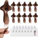 Threehoney 10 Pcs Cross My Heart, Encouragement Gift Small Wooden Handheld Pocket Crosses in Bulk with Organza Bag Wood Fingertip Stress Fidget Relief Religious Craft for Christians Prayer Church