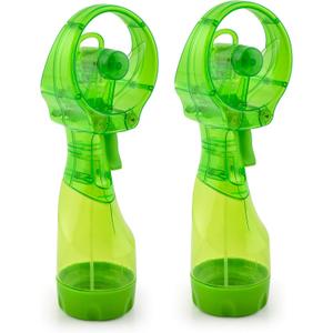 O2COOL Deluxe Handheld Battery Powered Water Misting Fan (Green) 2 Pack