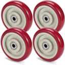 5 Inches Casters Wheels Medium Duty, 4 Packs Bearing 500LBS, Replacement for Platform Trucks Cart Furniture Workbench, Red PVC