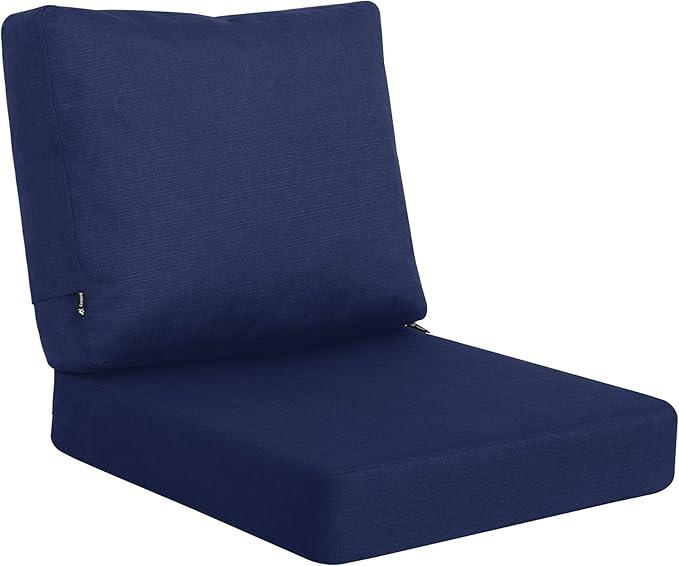 Favoyard Deep Seat Patio Cushions 24  24 inch Rainproof & Fadeness Furniture Cushion Set for Outdoor Chair Couch with Polyester-Linen Fabric & Removable Cover, Hidden Zipper and Adjustment Staps (Dark Gery)