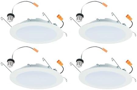 HALO HLBT 4 Pack 6 in Slim LED Recessed Light Trim with Selectable Color Temperature 2700K, 3000K, 3500K, 4000K, 5000K Dimmable Wet Location Indoor Outdoor New Construction Remodel - HLBT609FS5-4PK