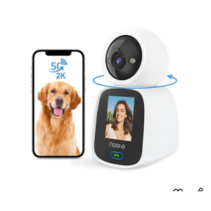 Noorio 5G Two Way Video Calling Camera, One Click Call 2K Pet Camera with Phone App, 360° PTZ Dog Cam with Speaker, Color Night Vision, 2.4 Inch Screen, CL200