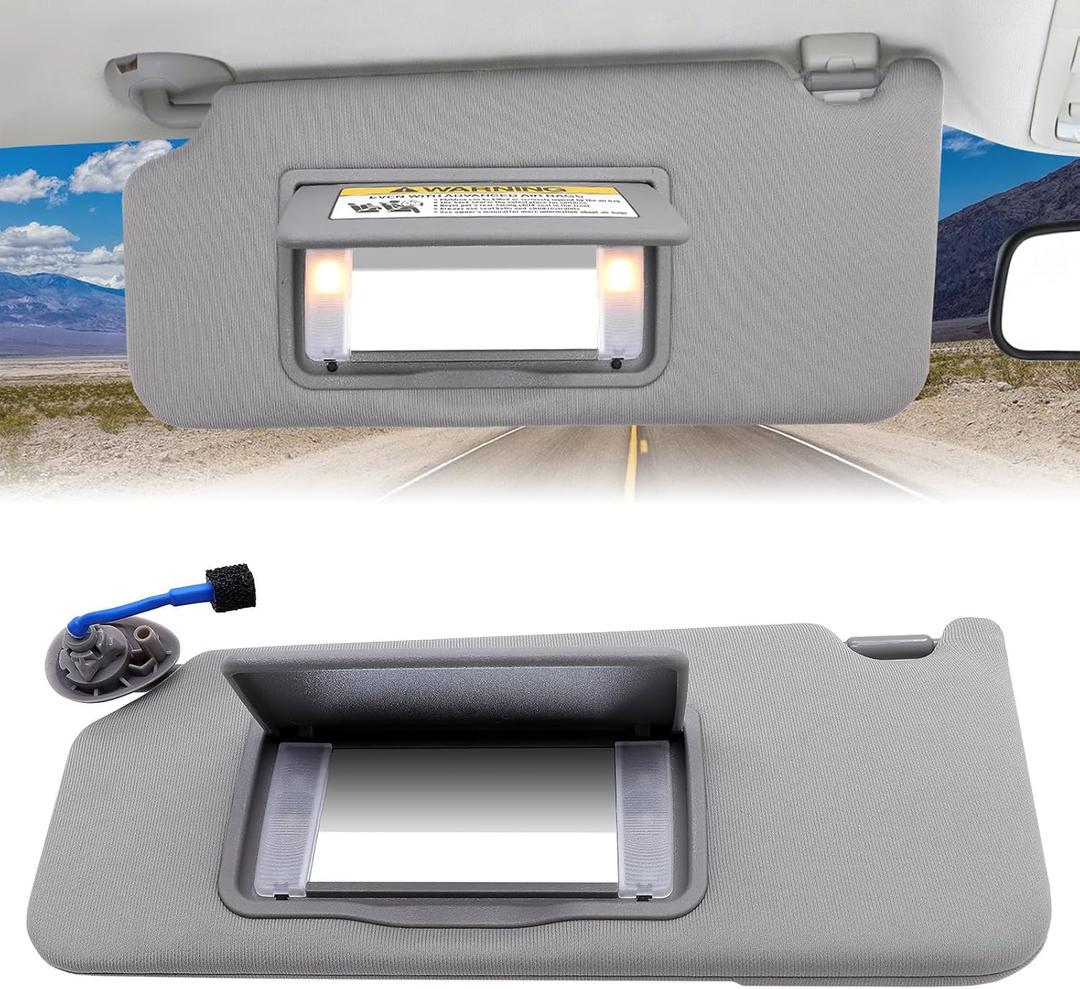 Left Driver Side Sun Visor with Light Mirror, Left Side Sun Visor Compatible with Honda Accord 2008 2009 2010 2011 2012 2013 2014 2015 2016 2017,Replacement Assembly 83280-TA5-A51ZA 83280TA5A51ZA