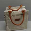 Joymee Lunch Bag Women Insulated Lunch Box Reusable Leakproof Large Spacious Cooler Tote for Women Men Adult with Bottle Holder and Side Pockets for Work Office Travel Picnic - Beige