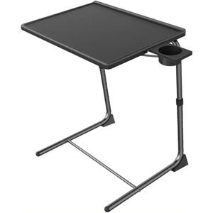 Adjustable TV Tray Table with 6 Heights & 3 Tilt Angle Adjustments - Folding Table with Cup Holder for Bed, Kitchen Sofa & Hospital Use
