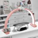 CGBE Half-Moon Nail Light for Desk : Professional Manicurist Table Lamp for Nail Salon Lighting and Eyelash Extensions with Phone Holder - Extra Large 30.7" Craft Desk Light - Pink