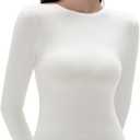 SUUKSESS Cloud Cashmere Women Crew Neck Fitted Long Sleeve Shirt Basic Knit Tops (Medium, White)