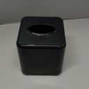 Livelab Square Plastic Tissue Box Holder with Base - Modern Cube Decorative Tissue Cover for Bathroom, Countertop, Living Room, Bedroom, Office - Black