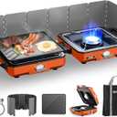 ODSD 2 Burner Camping Stove with Windshield, 20000 BTU Propane Camp Stove, Portable Folding Gas Stove, Camping Essentials Gear Includes Frying Pan, Coffee Stand & Carry Bag, Orange