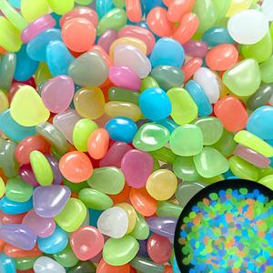 Glow Pebbles, 200 pcs Glowing Rocks, Glow in The Dark Stones for Outdoor Decor, Garden Lawn Yard, Luminous Pebbles for Landscaping, Walkway Pathway, Aquarium Fish Tank Rocks (Star Multicolor)