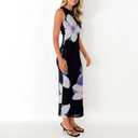 Bodycon Mesh Dresses for Women Sleeveless Midi Floral Tie Dye Dress Side Slit Wedding Cocktail Party Dresses Small, Black
