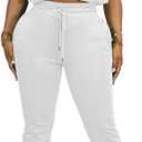 HBQ Women 2 Piece Outfits Sweatsuit Set Casual Lapel Zip Up Jacket Wide Leg Pant Lounge Set Tracksuit (White, XL)