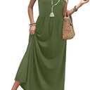Summer Dresses for Women 2026 Maxi Casual Dress Beach Vacation Clothes Spring Trendy 2026 Elegant Classy Church Sundresses Army Green XL