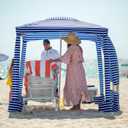 AMMSUN Beach Cabana, 6.5'6.5' Beach Canopy, Easy Set up and Take Down, Cabana Tent with Sand Pockets, Instant Sun Shade with Side Wall, Siesta Stripe