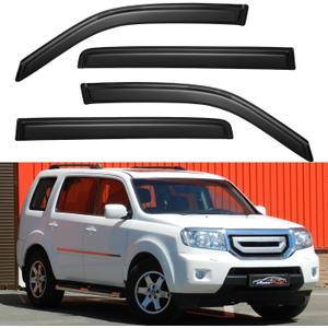 Window Visors Rain Guards Shield for 2009 2010 2011 2012 2013 2014 2015 Honda Pilot, Out-Channel Window Vent Wind Deflectors Visors Shades for 09-15 Pilot