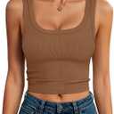 ANRABESS Tank Tops for Women Scoop Neck Crop Sleeveless Top Summer Going Out Basic Tee Cute Ribbed Slim Shirts Clothes 2026 (Brown, S)
