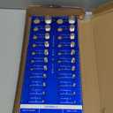 44 Thread Checker, Nut and Bolt Thread Checker - 22 Standard & 22 Metric Sizes, Metal Bolt Size and Thread Gauge with Inch & Metal Ruler, Wall-Mountable Bolt and Nut Identifier Gauge for Easy Sizin (Blue)