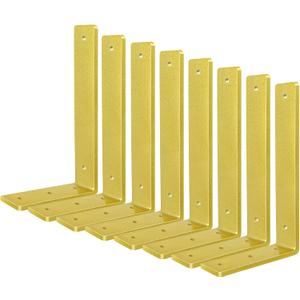 Gold Floating Shelf Bracket 10 Inch, 8 Pack Heavy Duty Shelf Brackets, Wall Shelf Bracket for DIY Decorative with Mounting Hardware