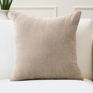 Cover Set of 1-40x40 cm (16"x16") Sand - Decorative Cushion Covers Smooth Fabric, Washable Solid Color Small Square Pillow Cover for Bed, Sofa, Chair
 4 Pack 12x20