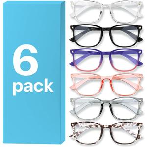 MIGSIR 6 Pack Blue Light Blocking Glasses for Women Men Stylish Computer & Gaming Glasses, Fashion Square Frame Eyewear