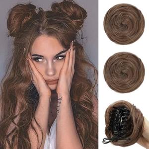 BOGSEA 2PCS Space Bun Hair Pieces,Mini Claw Clip in Hair Bun Synthetic Scrunchies Princess Leia Buns Hair Extension Space Buns Clip in Hairpieces for Women (Medium Brown)